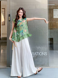 Zen 2-Piece Printed Top and Pants Set Cheongsam