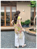 Stella 2-Piece Print Sleeveless Cheongsam Top