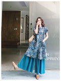 Queen 2-Piece Blue Print Cheongsam Set