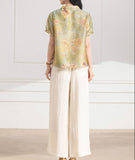 Vesper 2-Piece Green Yellow Pattern Cheongsam Set