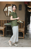 Sage Sparks Qipao Cheongsam Top