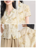 Diamond 2-Piece Floral Wide-Leg Pants Cheongsam Top