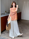Freesia 2-Piece Orange Frog Button Cheongsam Top