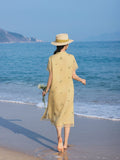 Arabella Light Yellow Embroidered Cheongsam Dress