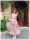Clarity 2-Piece Pink Embroidered Cheongsam Set