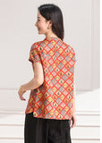 Atelier Red Yellow Jacquard Cheongsam Top