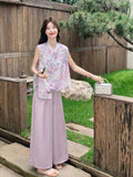 Honoria 2-Piece Purple Casual Cheongsam Set