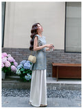 Equinox 2-Piece Ink-Dye Satin Cheongsam Set