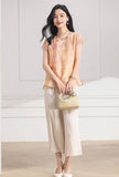 Theodora Yellow Green Short Sleeve Cheongsam Top