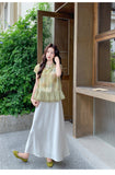 Canvas 2-Piece Printed Top Satin Cheongsam