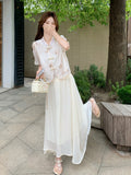 Aquamarine 2-Piece Embroidered Top Cheongsam Set