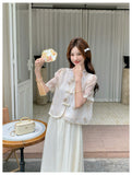 Aquamarine 2-Piece Embroidered Top Cheongsam Set