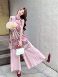 Ruby 2-Piece Floral Print Vest Set Cheongsam