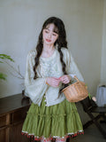 Peony 2-Piece Algae Green Lace Cheongsam Top