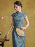 Twilight Charismatic Jade Blue Cheongsam Dress Slim Fit Qipao