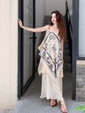 Wilhelmine Off-White Lace Tassel Cheongsam Dress