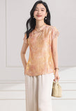 Theodora Yellow Green Short Sleeve Cheongsam Top