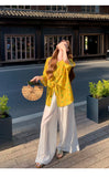 Serenity Yellow Butterfly Print Cheongsam Top