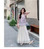 Natalia 2-Piece Lavender Chiffon Cheongsam Set