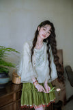 Peony 2-Piece Algae Green Lace Cheongsam Top