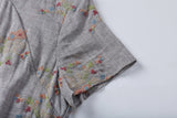 Sky Woven Gray Embroidered Cheongsam Dress