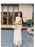 Luster 2-Piece Black Jacquard Vest Set Cheongsam