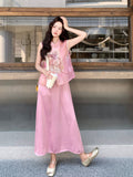 Preeminent 2-Piece Pink Embroidered Cheongsam Set