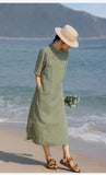 Gwendolyn Pristine Nostalgic Lace Dress Linen Silk Cheongsam Qipao