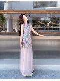 Snowdrop 2-Piece Black Frog Button Cheongsam Set