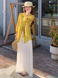 Serenity Yellow Butterfly Print Cheongsam Top