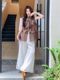 Carnelian 2-Piece Print Satin Cheongsam Set