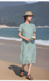 Zelda Gorgeous Modern Ramie Embroidered Cheongsam Qipao Dress