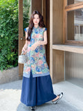 Yvonne 2-Piece Floral Sleeveless Cheongsam Set