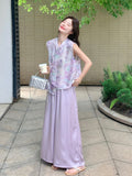 Honoria 2-Piece Purple Casual Cheongsam Set