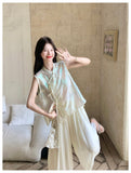 Peach 2-Piece Embroidered Top Set Cheongsam