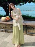Monarch 2-Piece Green Printed Cheongsam Top