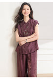 Imogen 2-Piece Plum Purple Khaki Cheongsam Set