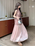 Zorina 2-Piece Pink Printed Cheongsam Set