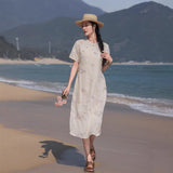Ava Elevated Embroidered Frog Buttons Elegant Cheongsam Qipao Dress