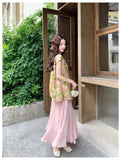 Ensemble 2-Piece Printed Sleeveless Cheongsam Set