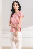 Melisande Peach Pink Jacquard Cheongsam Top