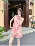 Sebastiana 2-Piece Pink Gradient Print Set Cheongsam