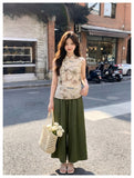 Eira 2-Piece Green Jacquard Vest Set Cheongsam