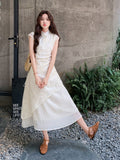 Princess Honed White Cheongsam Dress Irregular Hem Qipao