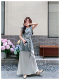 Equinox 2-Piece Ink-Dye Satin Cheongsam Set