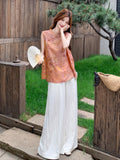 Freesia 2-Piece Orange Frog Button Cheongsam Top
