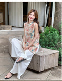 Polaris 2-Piece Gradient Print Cheongsam Set