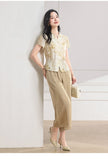 Diamond 2-Piece Floral Wide-Leg Pants Cheongsam Top