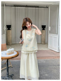 Tender 2-Piece Beige Butterfly Embroidered Cheongsam Top
