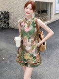 Crescendo 2-Piece Tencel Linen Cheongsam Set